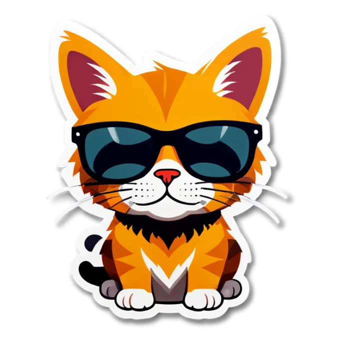 Cat with sunglasses sticker