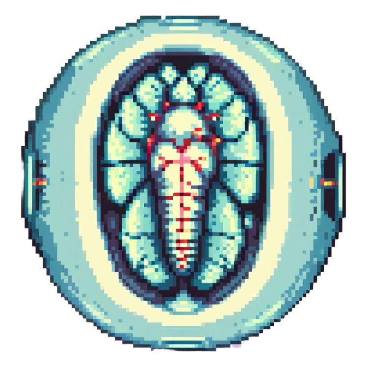 MRI embryo digital fetal small shape in otherworldly bubble, eerie, horror, pupa, crystalis, in-utero sticker