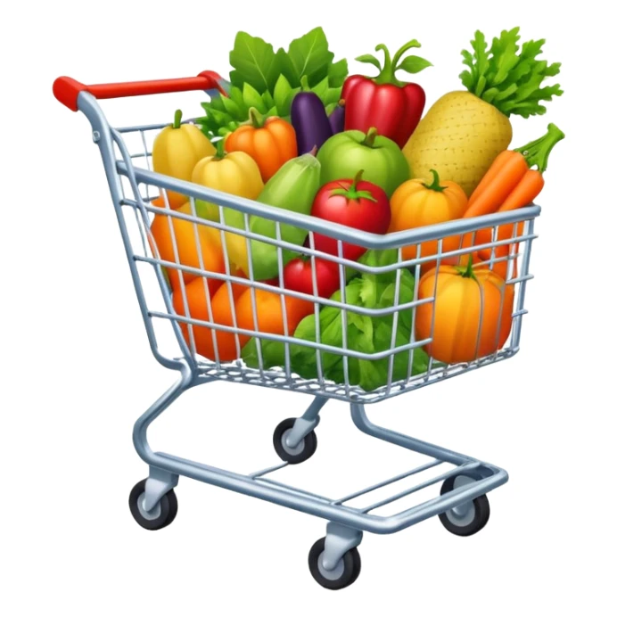 shopping cart with fruits and vegetables sticker