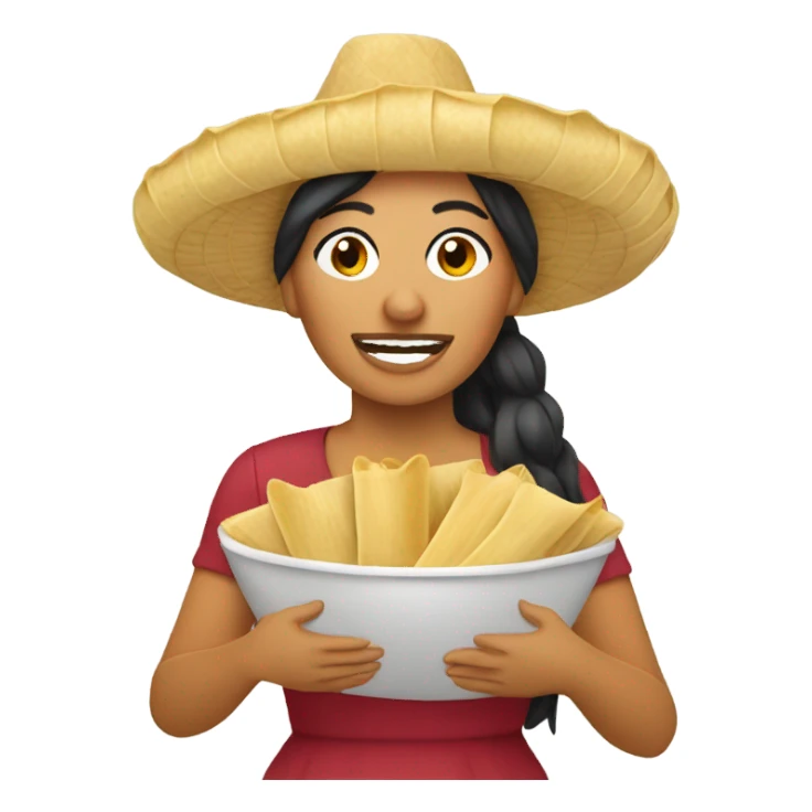 Mexican woman eating tamales  sticker