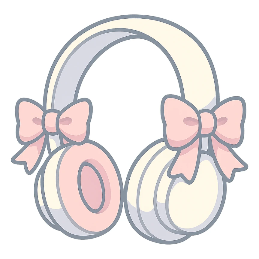 pastel toon style white headphones with pink bows sticker