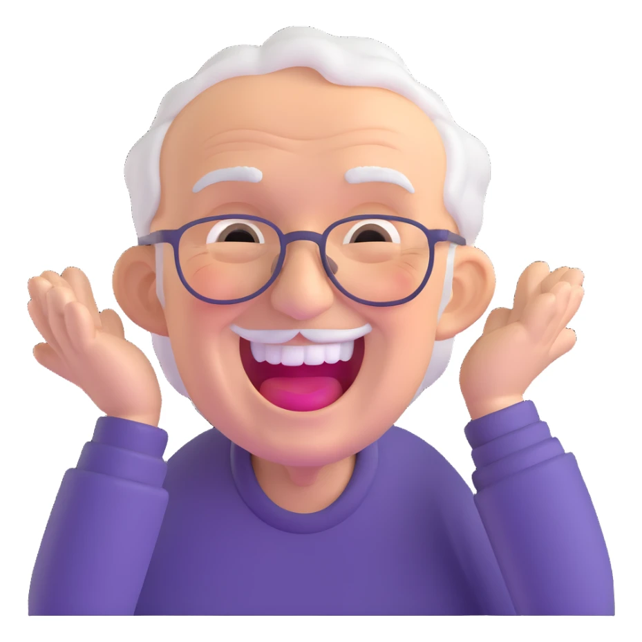 elderly man laughing out loud sticker
