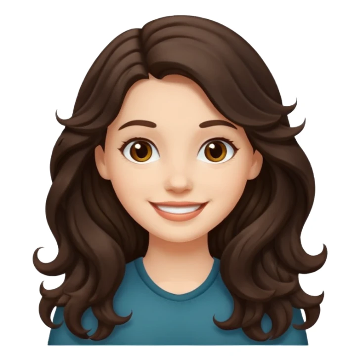 A white girl with long dark brown wave hair  sticker