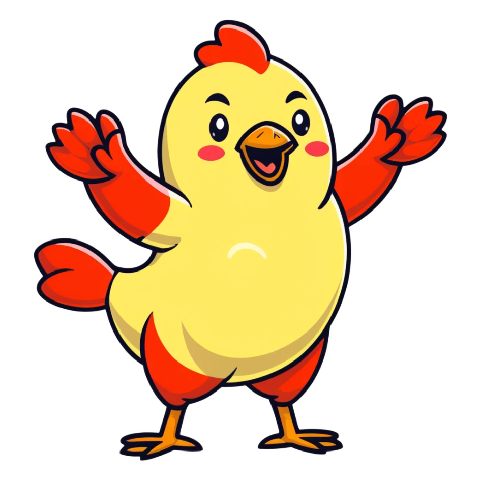 Four separate cute protein stickers: happy chicken breast with tiny arms, smiling red meat steak, cheerful salmon fillet, and joyful egg, each with little muscle arm flexing, showing their protein power sticker