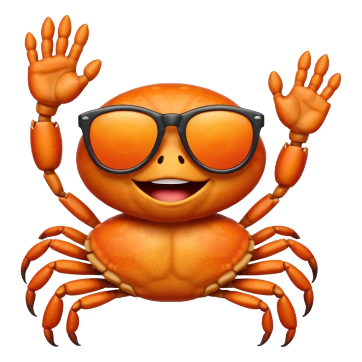 Alaska crab are moving wearing a sunglass and say hi sticker