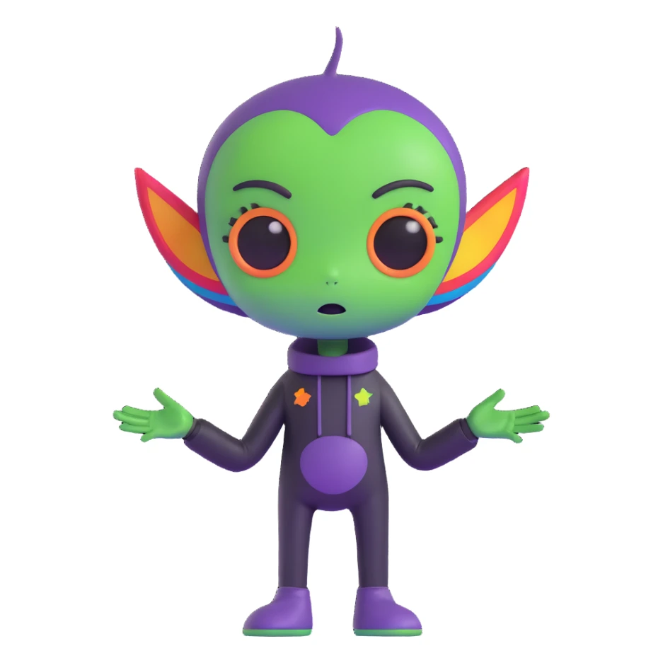 gay EMO alien with expressive features, rainbow accents, dark clothing, vibrant and moody scene conveying LGBTQ+ pride and emo subculture, dark green background sticker