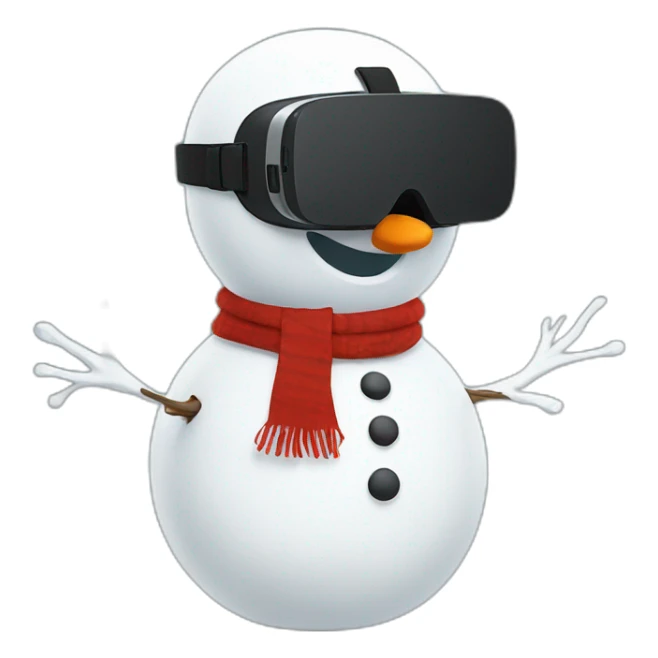 Snowman in vr headset, full body, Christmas sticker
