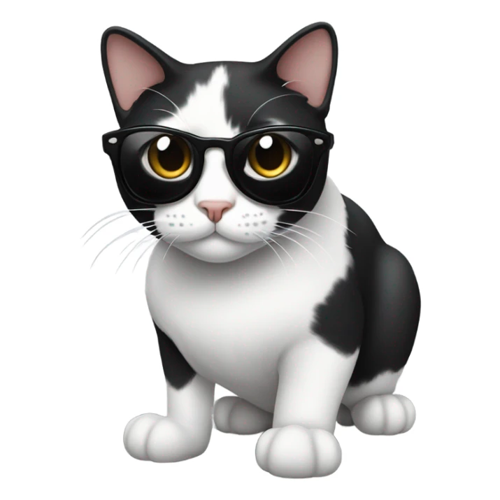Black and white cat wearing sunglasses sticker