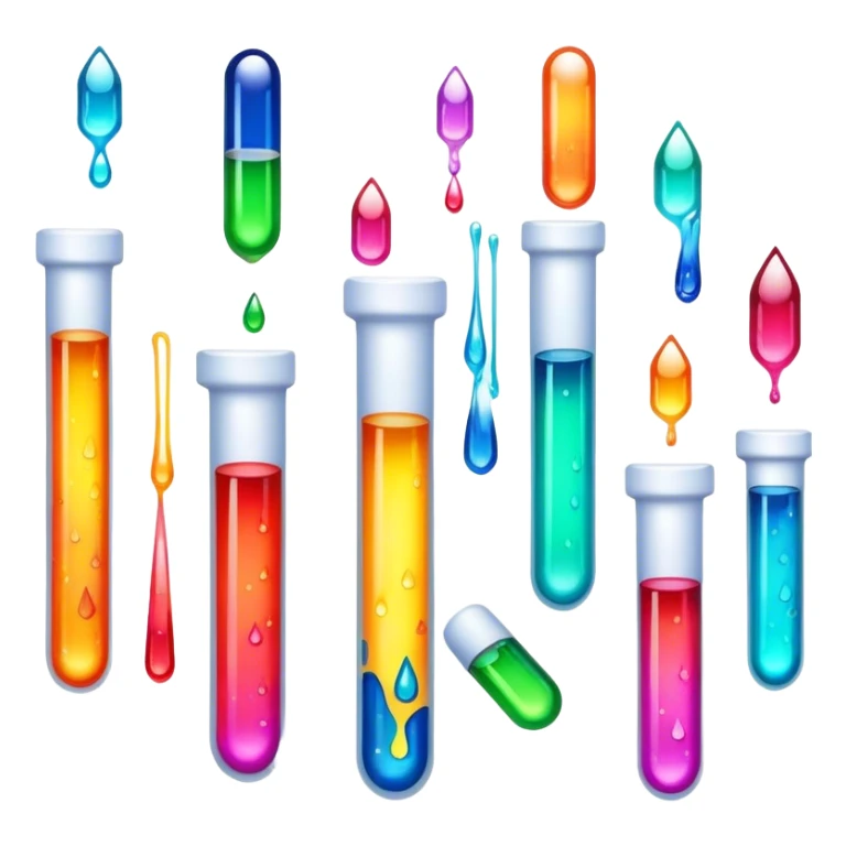Create an icon that represents decorative arts using epoxy resin in tubes. The design should feature colorful tubes of resin, including fluorescent resin tubes, with visible drops or strokes of resin being applied to create intricate designs. Include examples of finished resin jewelry or decorative pieces, such as pendants, rings, or abstract art. The composition should feel vibrant and artistic, highlighting the creative and glowing nature of resin crafting. The background should be transparent. sticker