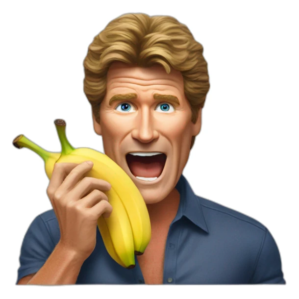 David Hasslehoff eating a banana sticker