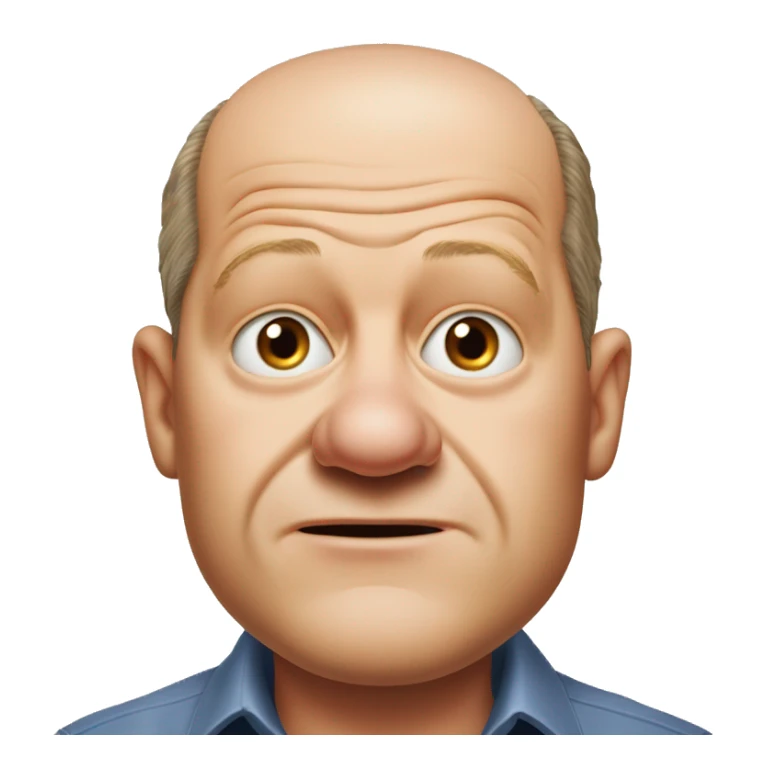 photorealistic Olaf Scholz embarrassed, guiltily shrugs sad sticker