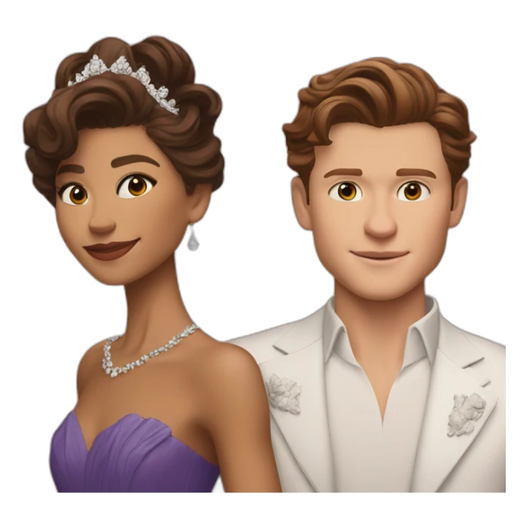 Zendaya with tom holland as a royal family sticker