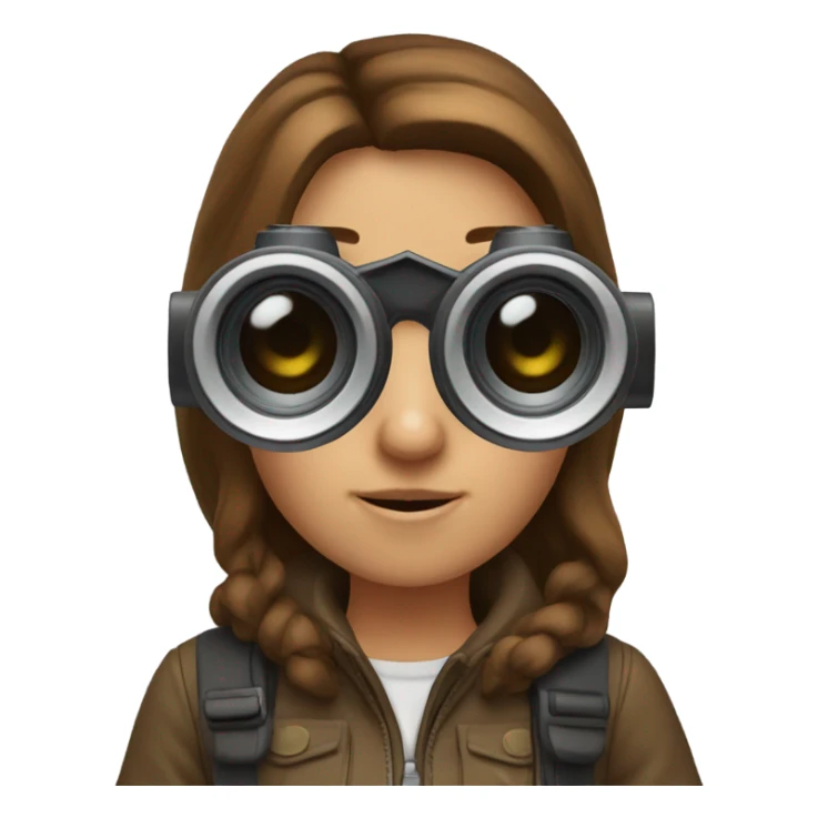 Brown haired girl with binoculars sticker