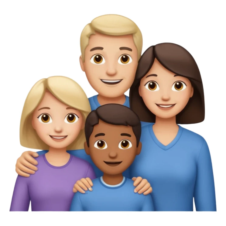 Happy family of 5: mom, dad, two sisters and brother sticker
