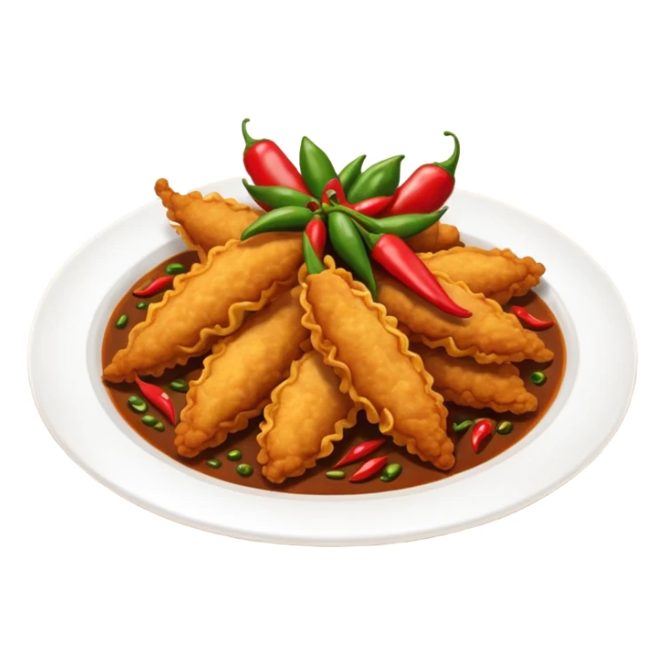 indonesian fried food with chili on a plate sticker