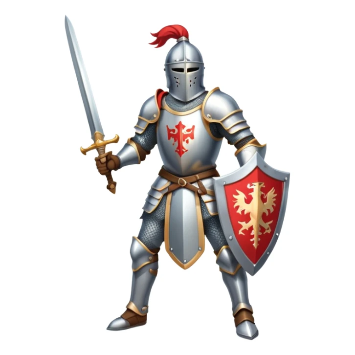 medieval knight warrior with sword and shield, heroic pose sticker