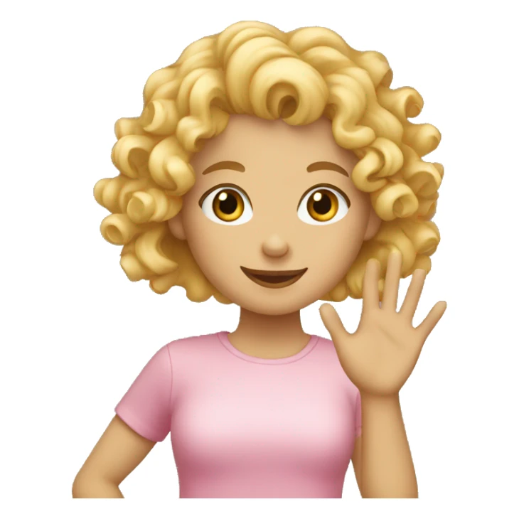 Curly blond girl waving sticker