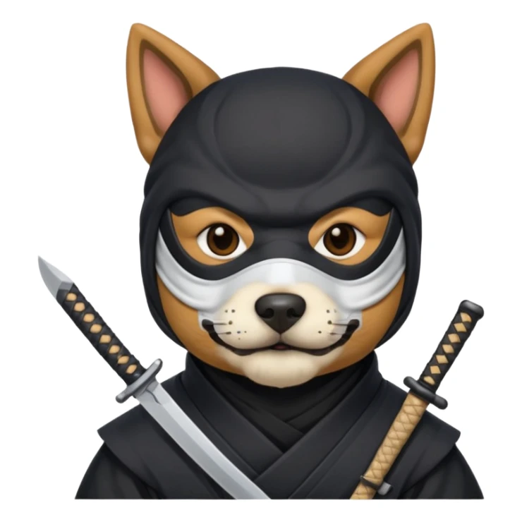 dog japan ancient ninja with small knife sticker