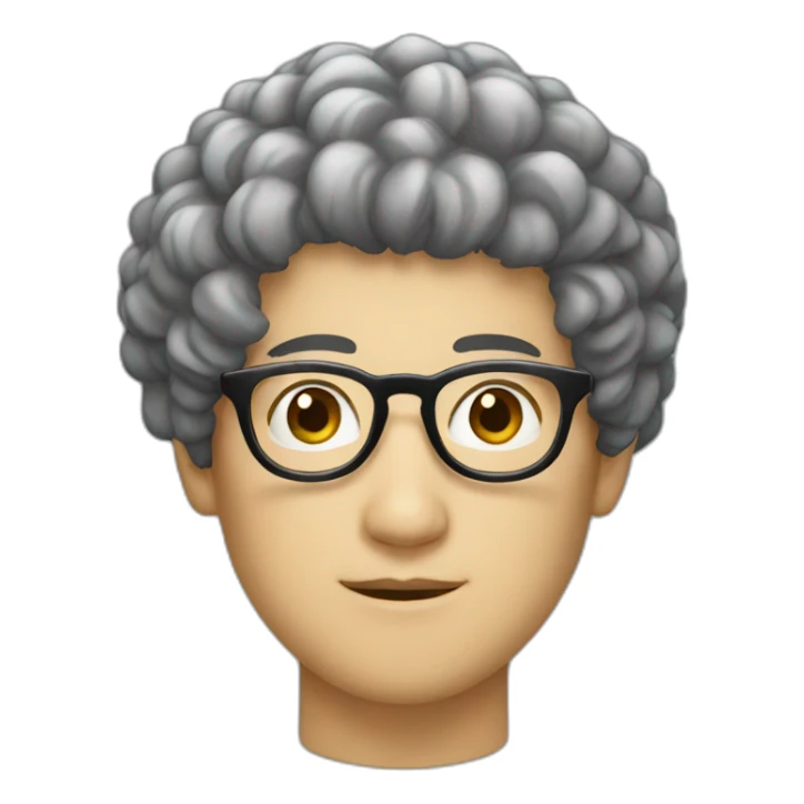 Japanese man with natural perm, round glasses. glasses sticker