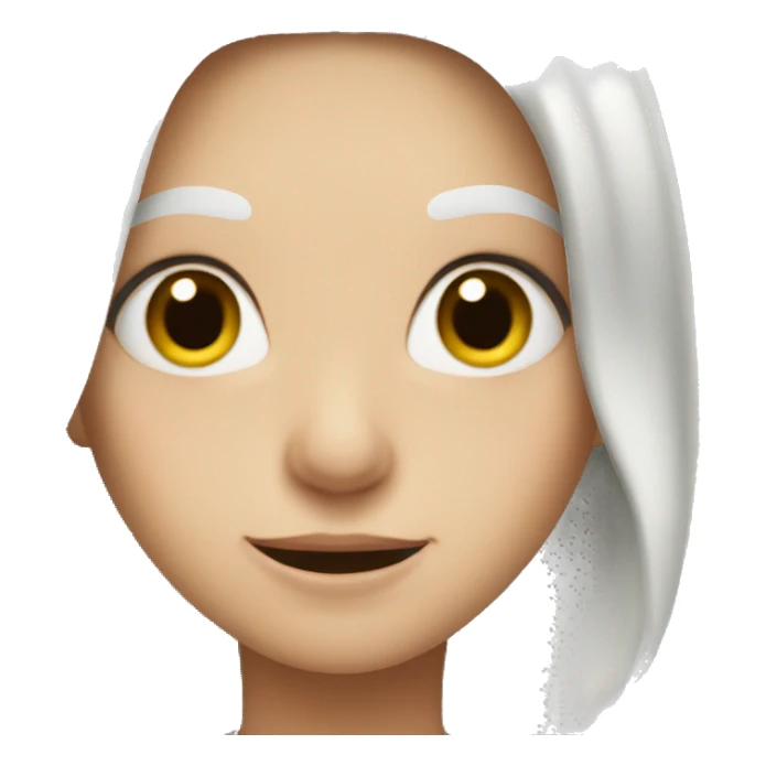White hair girl with silly face sticker
