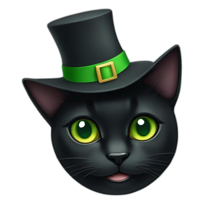 a black cat with green eyes in a New Year's hat ​ sticker