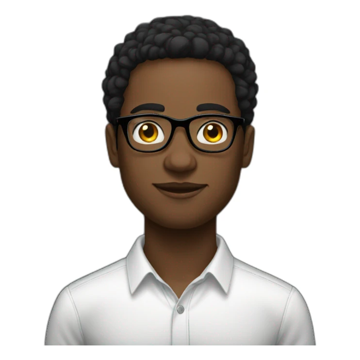 Young men French type Black straight with glasses sticker