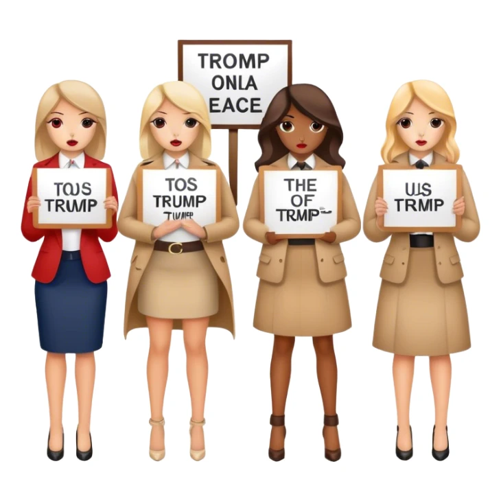 girls with stylish accessories protesting, President Trump sticker