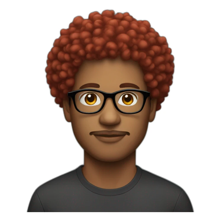 mixed colored skin man with red afro curly hair and black rectangular glasses sticker