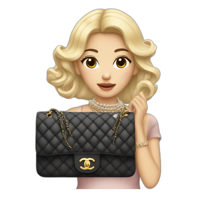 Blonde Asian girl with Chanel bag and necklace sticker