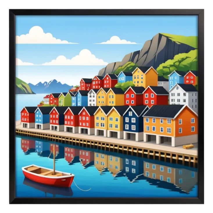A coastal town in norway, apartment blocks sticker