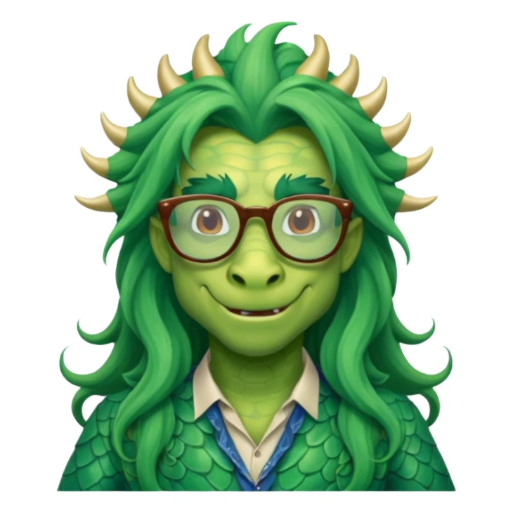 long hair dragon with shirt and glasses sticker