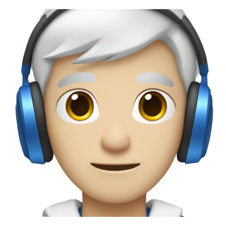 A white boy with white hair with blue headphones  sticker