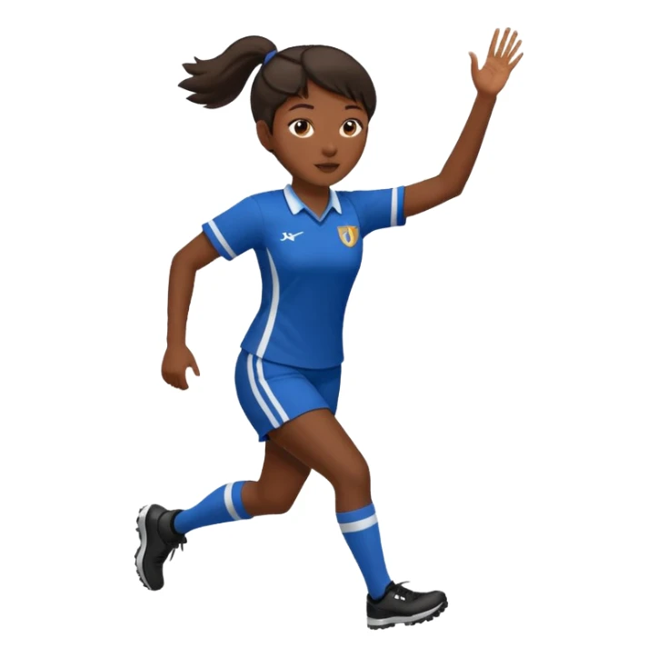 Side view of final scorer player running and holding up her right hand sticker