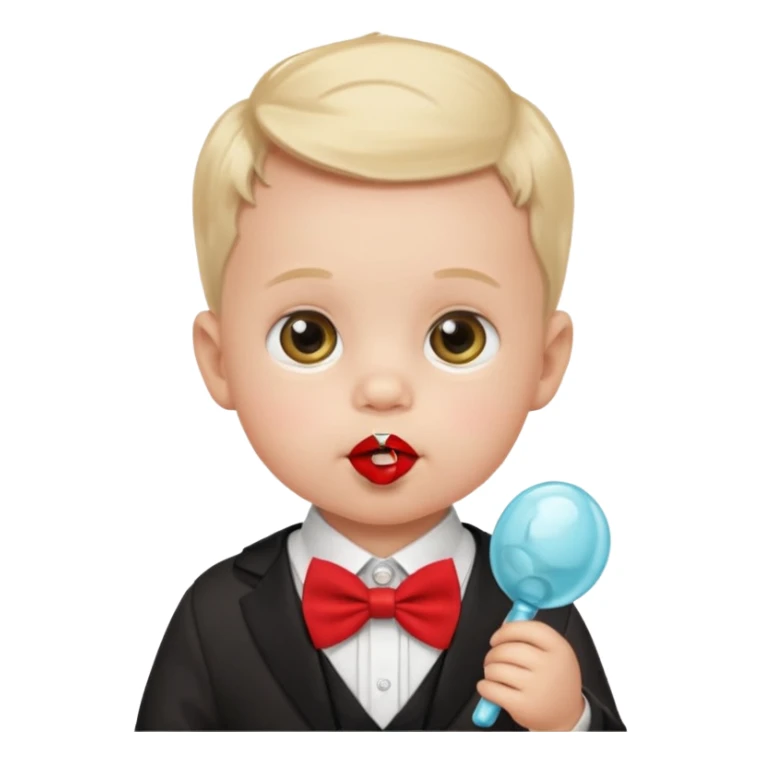 baby guy, with pacifier, wearing pastor custome, red bow tie sticker