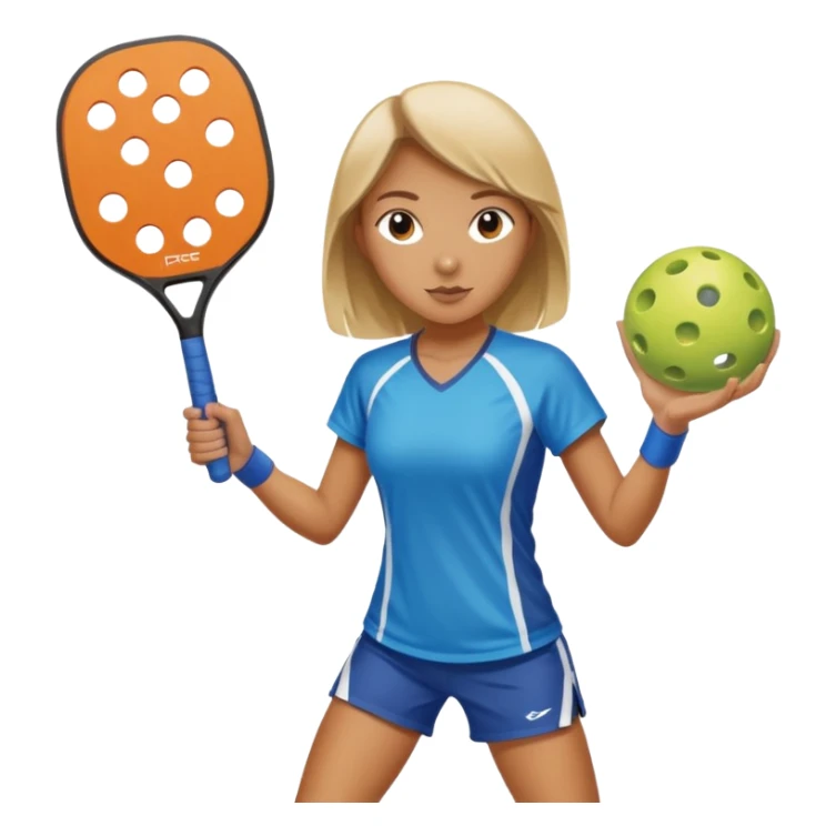 girl in action pose with pickleball paddle, no text sticker