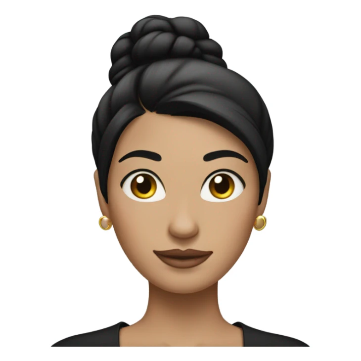 Women with black hair tired with black circle sticker