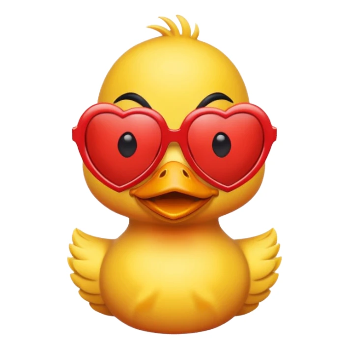 Make a frame emoji and inside it is a duck wearing red heart sunnies and the background is sky or anything blue sticker
