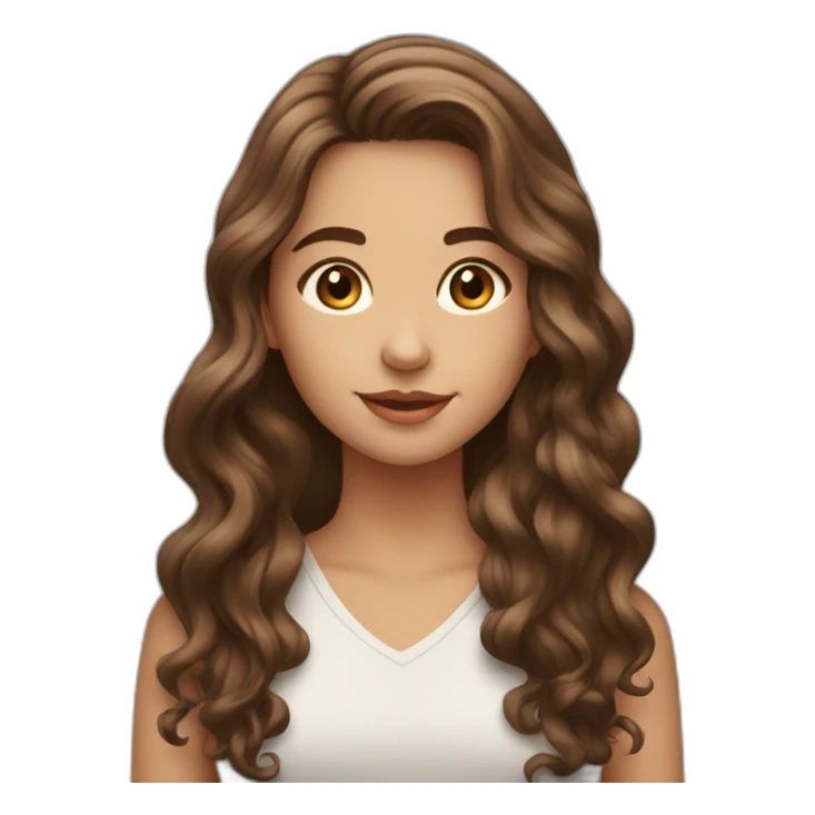 young pretty girl with long brown waivy hair sticker