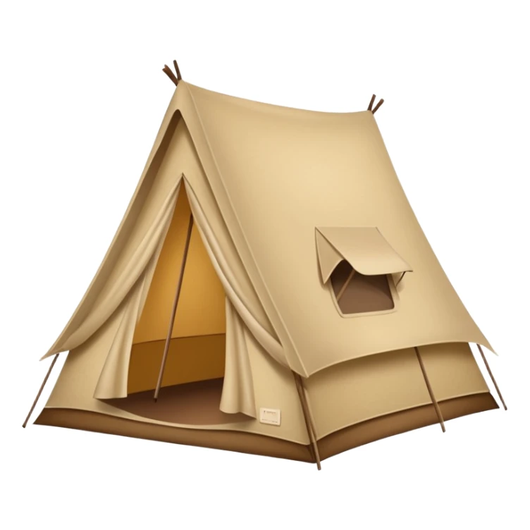 Large camping tent made of felt texture, scrapbooking style, transparent background sticker