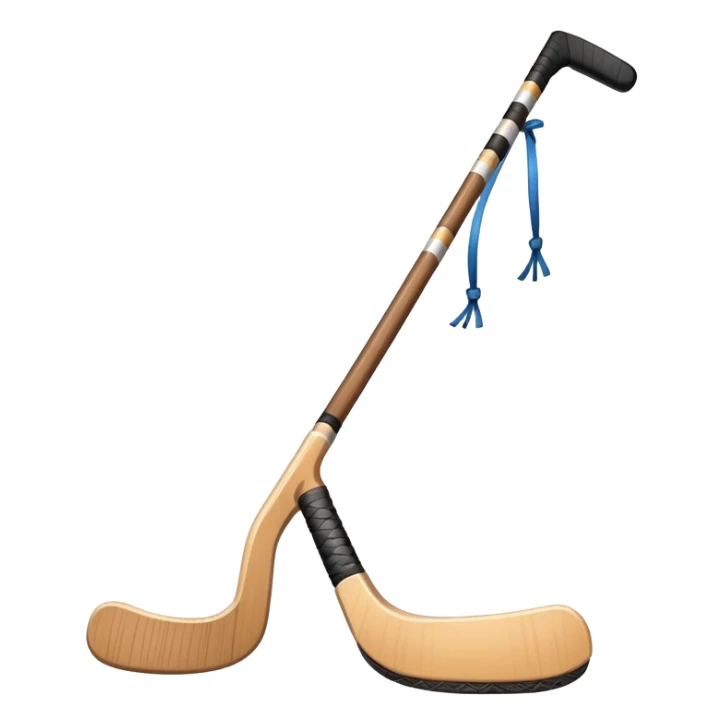 Hockey still with puck tied to it with string sticker