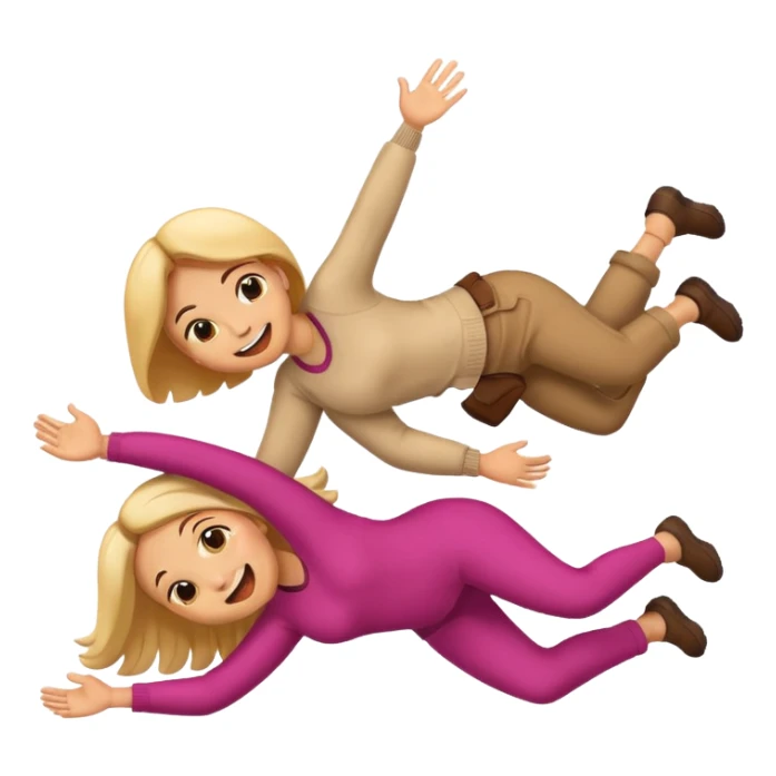 Emoji man and woman falling over sticker