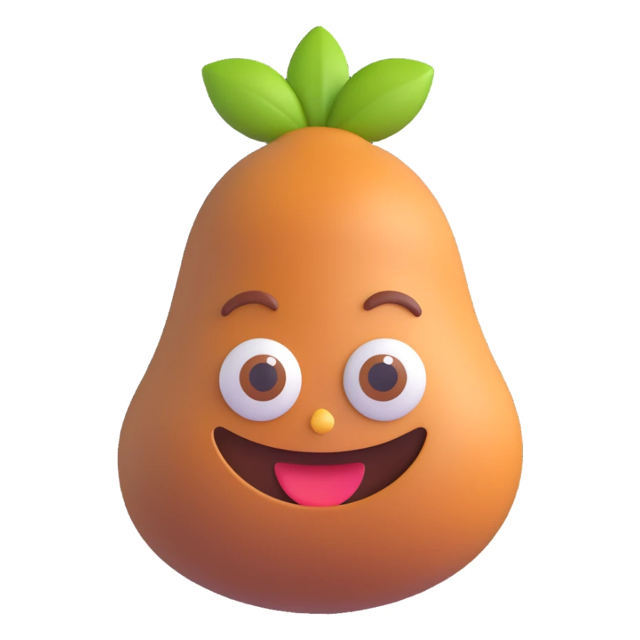 a nutty character, 3D style, microsoft style 3d fluent emoji sticker