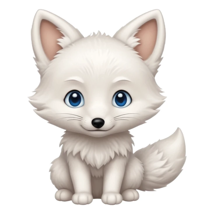 a white baby fox with blue eyes emoji sticker