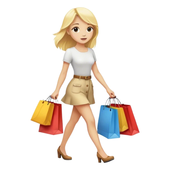 Blonde girl walking with shopping bags sticker