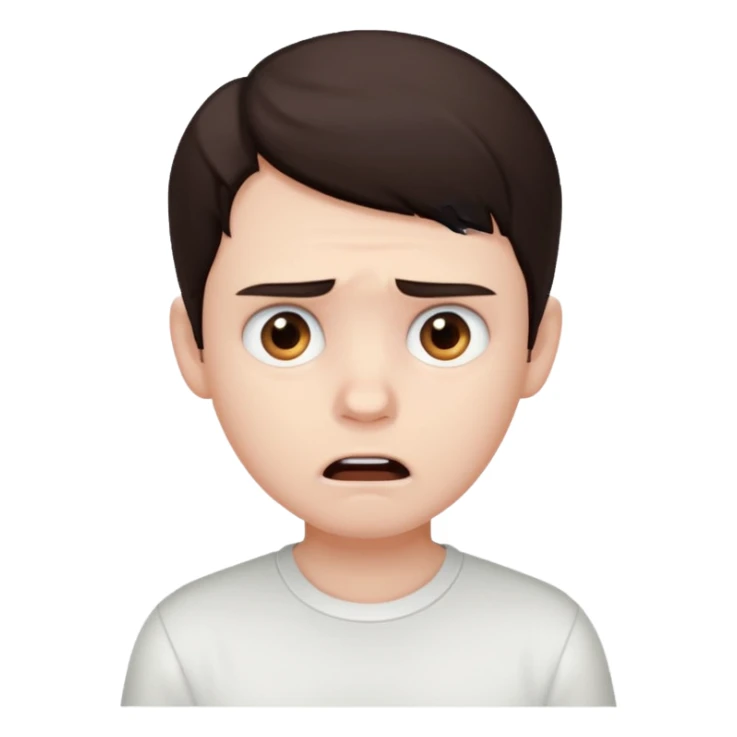 zombie scared boy with dark brown hair and white shirt sticker