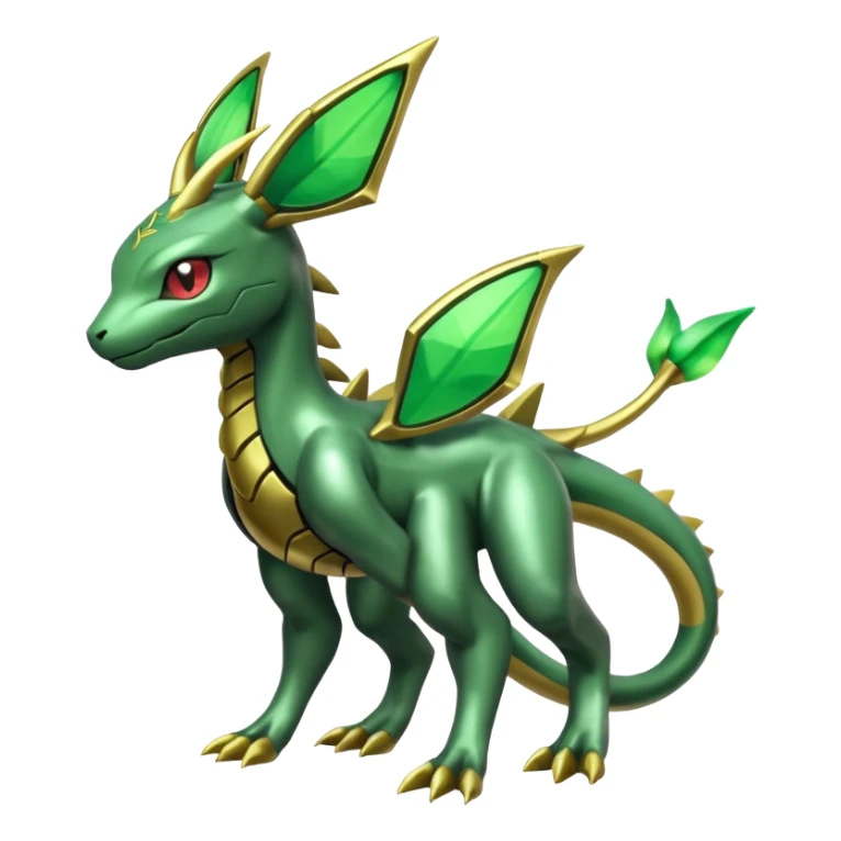 Shiny 4-legged Rayquaza-Genesect-Zygarde-Leafeon-fusion, full body sticker