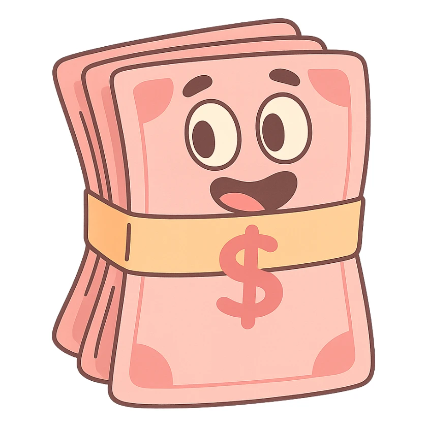 pastel toon style pink bundle of cash sticker