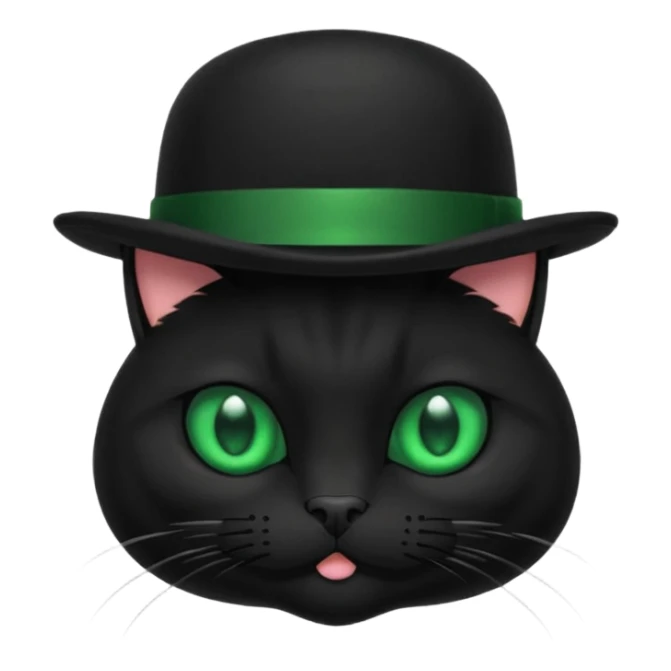 animal : chat noir avec chapeau melon sticker