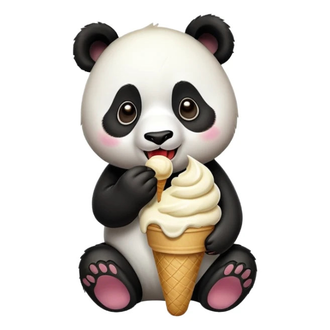 Panda eating ice cream sticker