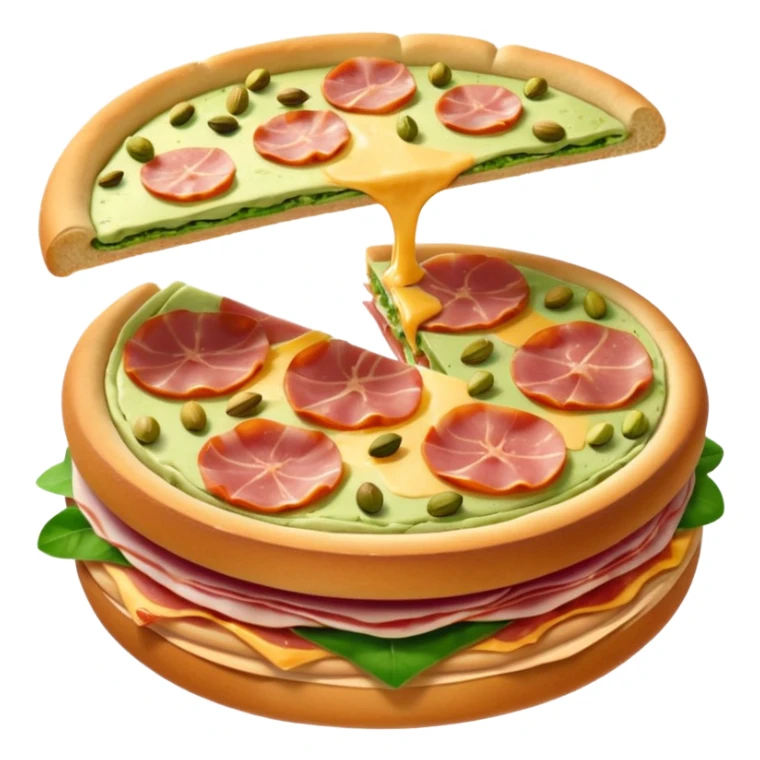 pistachio cream(main), jambon beurre(like flower), pizza sticker